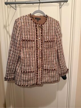 Ann Taylor Brown Multi Tweed Bouclé Blazer Jacket